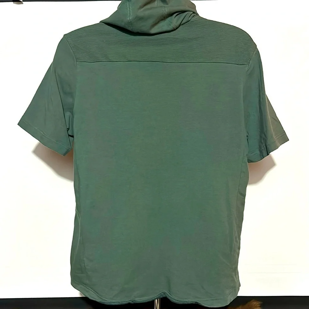 Adidas Three Stripe Life T-Shirt Hoodie Green Size M Kangaroo Pouch